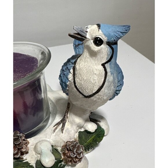 Blue Jay Christmas Candle Holder By Joelson Industries Resin Holly Berry Votive - Picture 4 of 7
